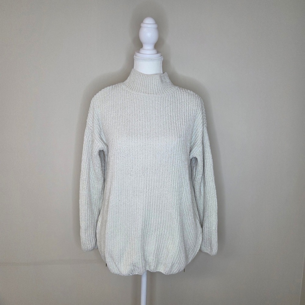 Cynthia Rowley Chenille Mock‎ Neck Sweater with Zipper Detail Women's Medium